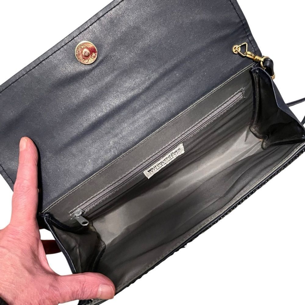 Whiting And Davis Navy Chainmail Clutch Crossbody… - image 7